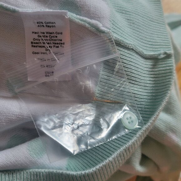 Talbots Petites Mint Green & White Polka Dot Cardigan Sweater SP NWOT - Picture 5 of 5